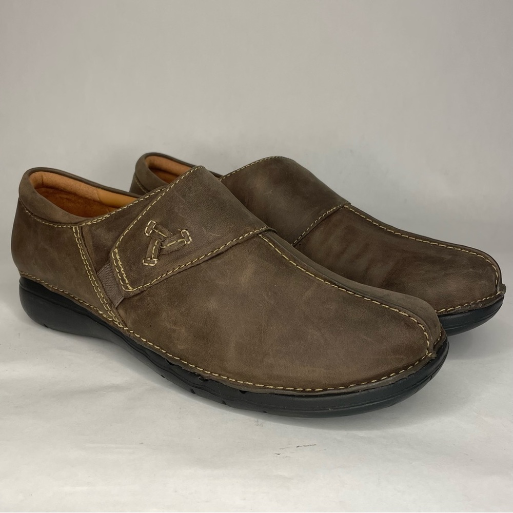 Clarks Comfort Shoes Slip On Leather Un Loop Ave Clog Women’s Size 11